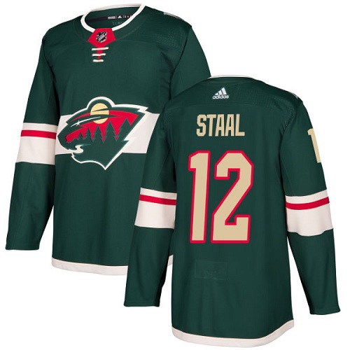 Men's Eric Staal Premier Green Home Jersey: Hockey #12 Minnesota Wild