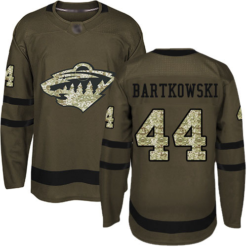 Men's Matt Bartkowski Authentic Green Jersey: Hockey #44 Minnesota Wild Salute to Service