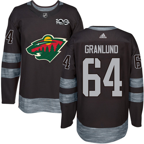 Adidas Men's Mikael Granlund Authentic Black Jersey: NHL #64 Minnesota Wild 1917-2017 100th Anniversary