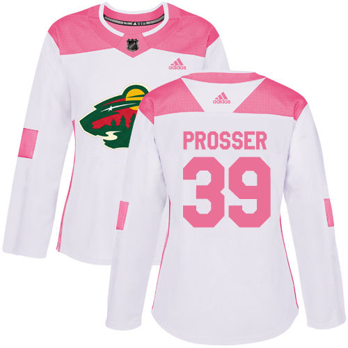 Adidas Women's Nate Prosser Authentic White/Pink Jersey: NHL #39 Minnesota Wild Fashion