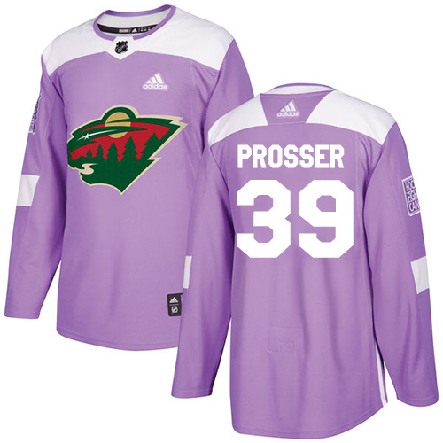 Adidas Youth Nate Prosser Authentic Purple Jersey: NHL #39 Minnesota Wild Fights Cancer Practice