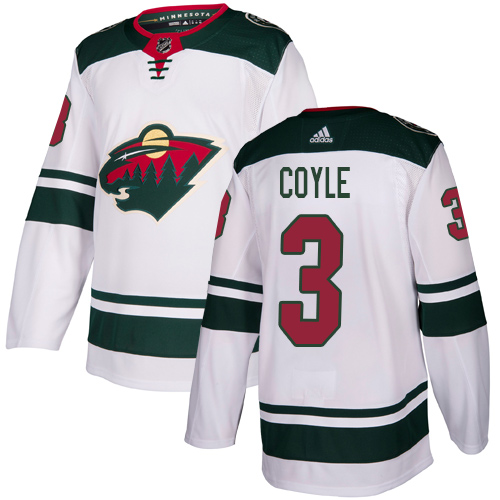 Reebok Men's Charlie Coyle Authentic White Away Jersey: NHL #3 Minnesota Wild