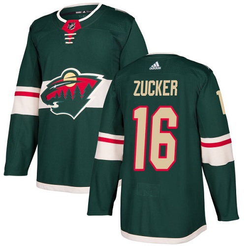 Men's Jason Zucker Authentic Green Home Jersey: Hockey #16 Minnesota Wild