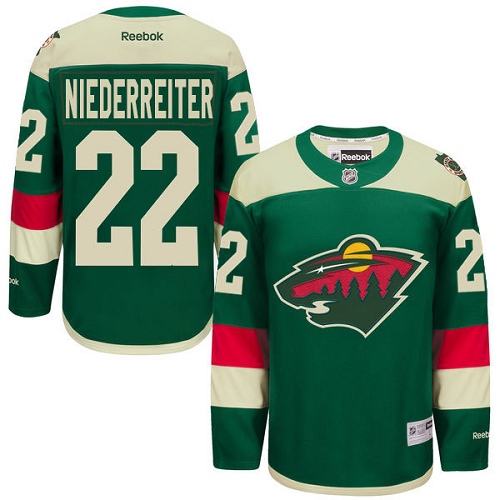 Reebok Men's Nino Niederreiter Authentic Green Jersey: NHL #22 Minnesota Wild 2016 Stadium Series