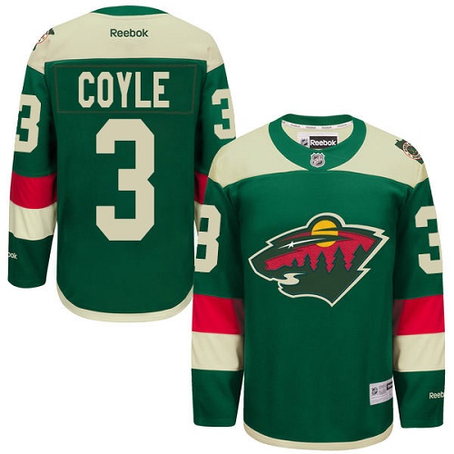Reebok Men's Charlie Coyle Authentic Green Jersey: NHL #3 Minnesota Wild 2016 Stadium Series