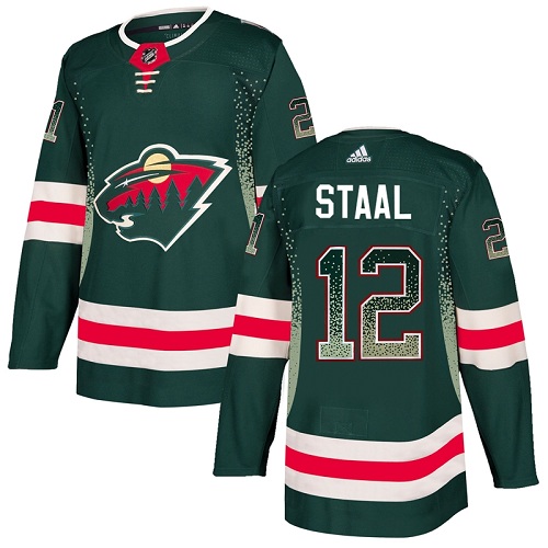 Men's Eric Staal Authentic Green Jersey: Hockey #12 Minnesota Wild Drift Fashion