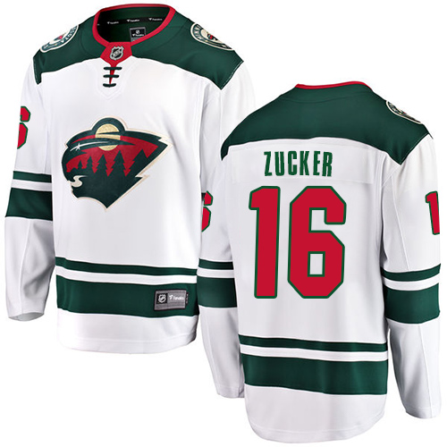 Fanatics Branded Men's Jason Zucker Breakaway White Away Jersey: Hockey #16 Minnesota Wild