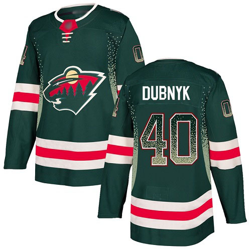 Men's Devan Dubnyk Authentic Green Jersey: Hockey #40 Minnesota Wild Drift Fashion