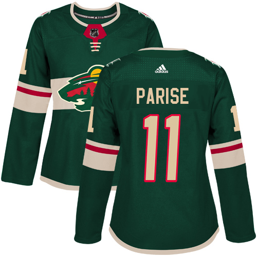 Adidas Women's Zach Parise Authentic Green Home Jersey: NHL #11 Minnesota Wild