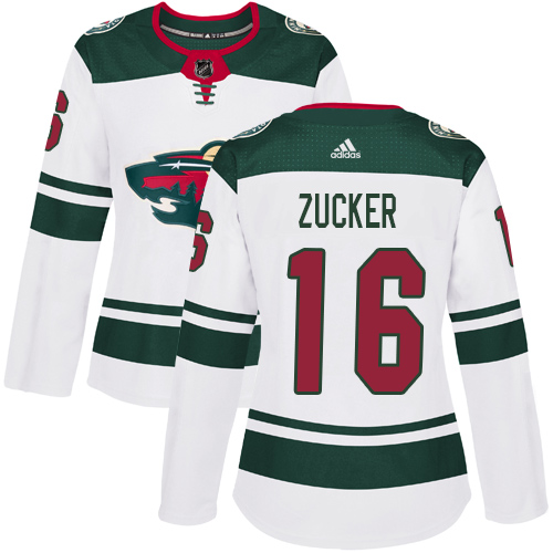 Women's Jason Zucker Authentic White Away Jersey: Hockey #16 Minnesota Wild