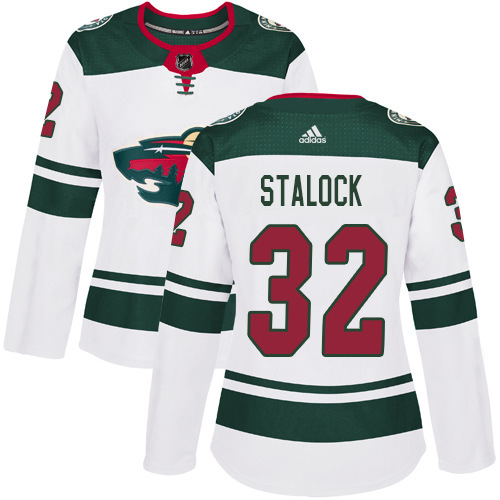 Women's Alex Stalock Authentic White Away Jersey: Hockey #32 Minnesota Wild