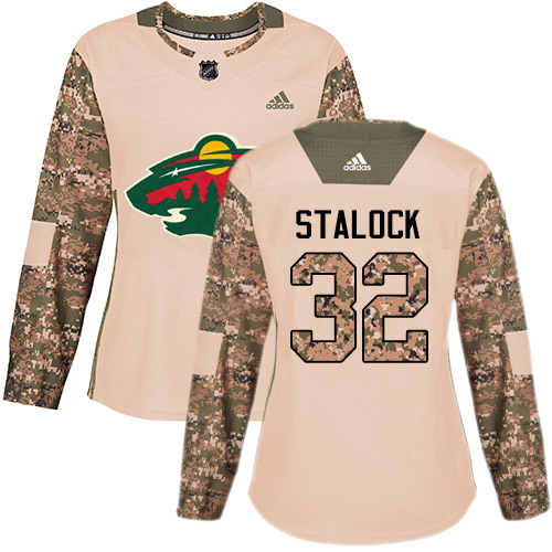 Women's Alex Stalock Authentic Camo Jersey: Hockey #32 Minnesota Wild Veterans Day Practice