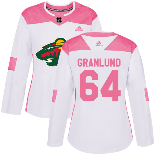 Adidas Women's Mikael Granlund Authentic White/Pink Jersey: NHL #64 Minnesota Wild Fashion