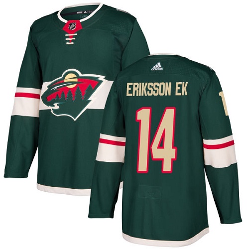 Men's Joel Eriksson Ek Authentic Green Home Jersey: Hockey #14 Minnesota Wild