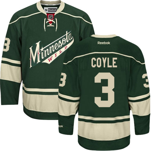 Reebok Youth Charlie Coyle Premier Green Third Jersey: NHL #3 Minnesota Wild