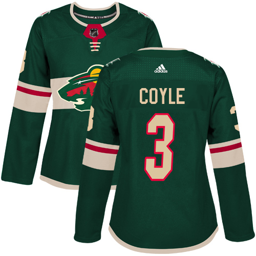 Adidas Women's Charlie Coyle Authentic Green Home Jersey: NHL #3 Minnesota Wild