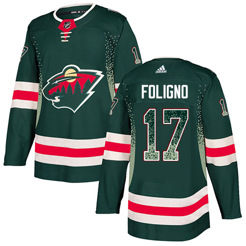 Men's Marcus Foligno Authentic Green Jersey: Hockey #17 Minnesota Wild Drift Fashion