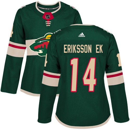 Women's Joel Eriksson Ek Authentic Green Home Jersey: Hockey #14 Minnesota Wild