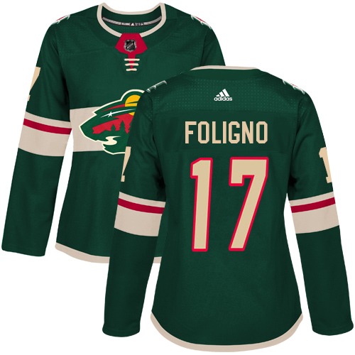 Women's Marcus Foligno Premier Green Home Jersey: Hockey #17 Minnesota Wild