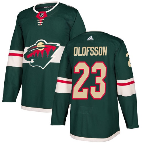 Adidas Men's Gustav Olofsson Authentic Green Home Jersey: NHL #23 Minnesota Wild