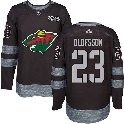 Adidas Men's Gustav Olofsson Authentic Black Jersey: NHL #23 Minnesota Wild 1917-2017 100th Anniversary