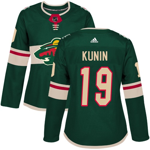 Women's Luke Kunin Premier Green Home Jersey: Hockey #19 Minnesota Wild