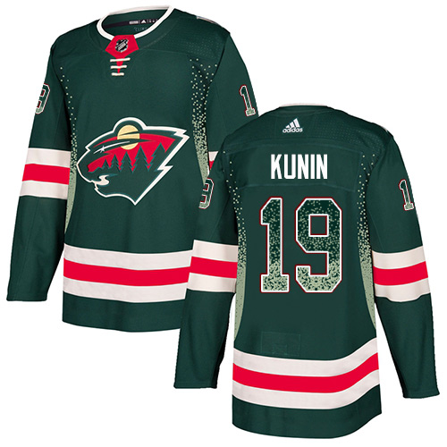 Men's Luke Kunin Authentic Green Jersey: Hockey #19 Minnesota Wild Drift Fashion