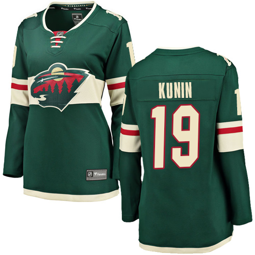 Fanatics Branded Women's Luke Kunin Breakaway Green Home Jersey: Hockey #19 Minnesota Wild