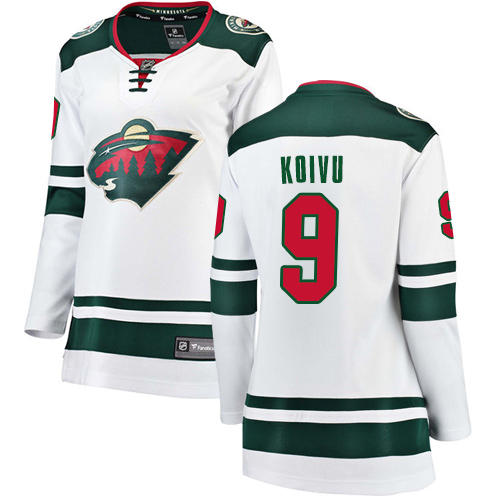 Fanatics Branded Women's Mikko Koivu Breakaway White Away Jersey: Hockey #9 Minnesota Wild