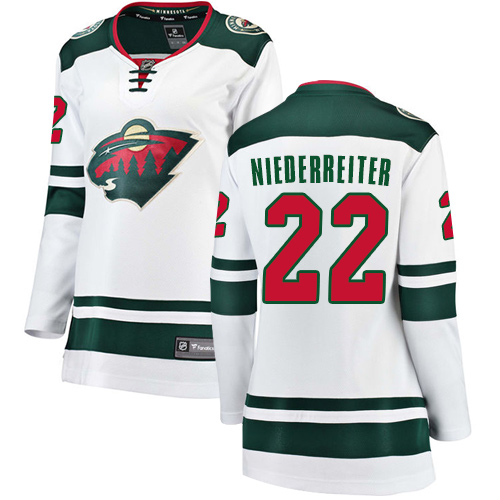 Fanatics Branded Women's Nino Niederreiter Breakaway White Away Jersey: NHL #22 Minnesota Wild