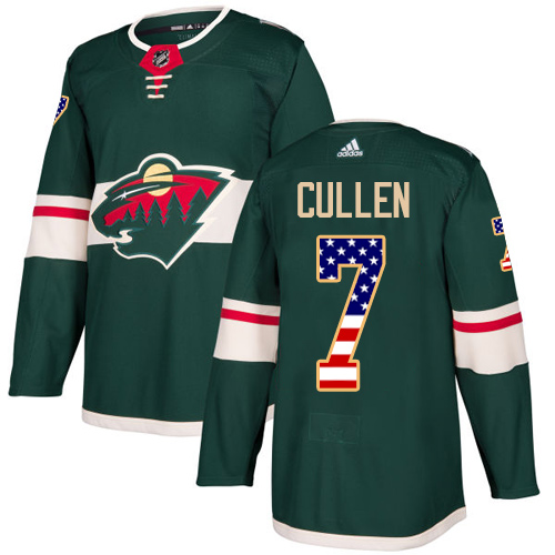 Adidas Youth Matt Cullen Authentic Green Jersey: NHL #7 Minnesota Wild USA Flag Fashion