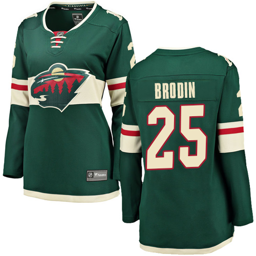 Fanatics Branded Women's Jonas Brodin Breakaway Green Home Jersey: Hockey #25 Minnesota Wild