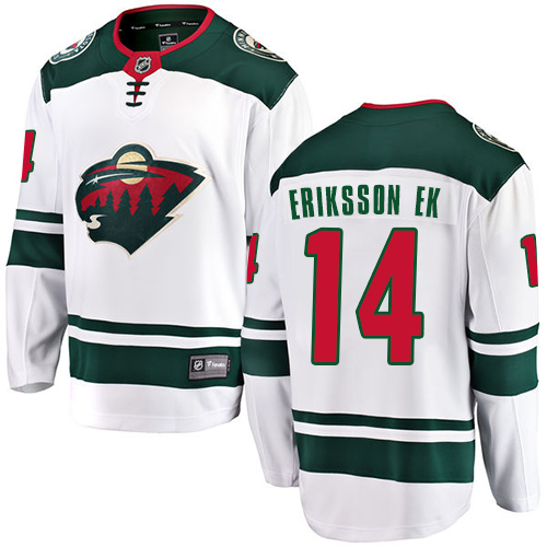 Fanatics Branded Men's Joel Eriksson Ek Breakaway White Away Jersey: Hockey #14 Minnesota Wild