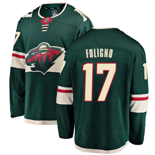 Fanatics Branded Men's Marcus Foligno Breakaway Green Home Jersey: Hockey #17 Minnesota Wild