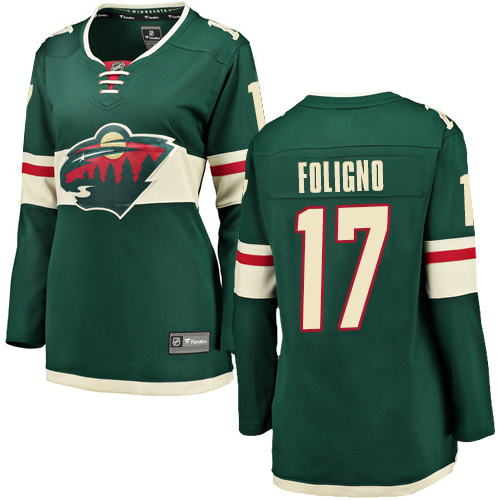Fanatics Branded Women's Marcus Foligno Breakaway Green Home Jersey: Hockey #17 Minnesota Wild