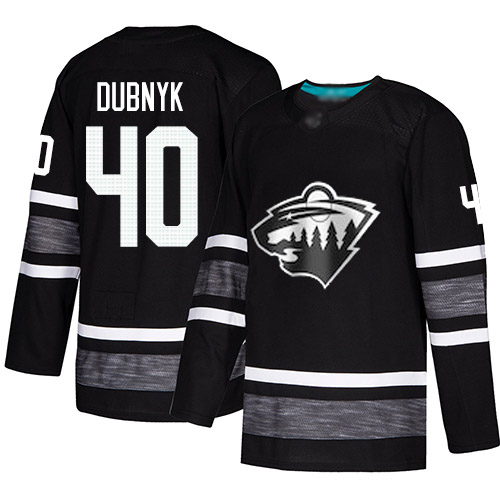 Men's Devan Dubnyk Authentic Black Jersey: Hockey #40 Minnesota Wild 2019 All-Star
