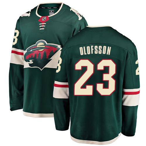 Fanatics Branded Youth Gustav Olofsson Breakaway Green Home Jersey: NHL #23 Minnesota Wild