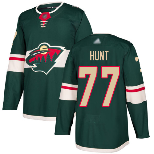 Men's Brad Hunt Authentic Green Home Jersey: Hockey #77 Minnesota Wild