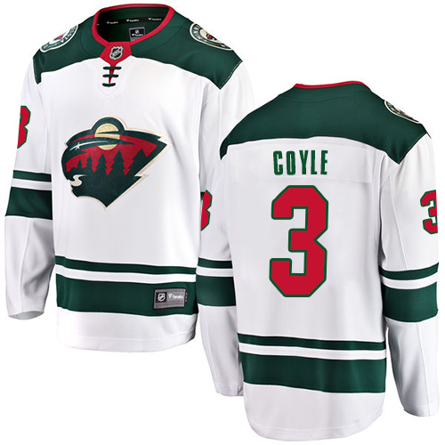 Fanatics Branded Youth Charlie Coyle Breakaway White Away Jersey: NHL #3 Minnesota Wild