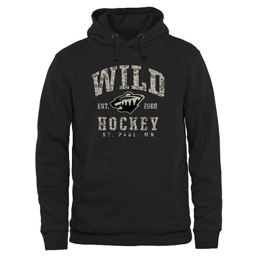 Hockey Men's Minnesota Wild Black Camo Stack Pullover Hoodie